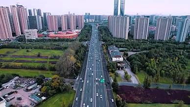 航拍杭州秋石高架桥车流交通视频的预览图